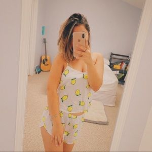 lemon print pajama set